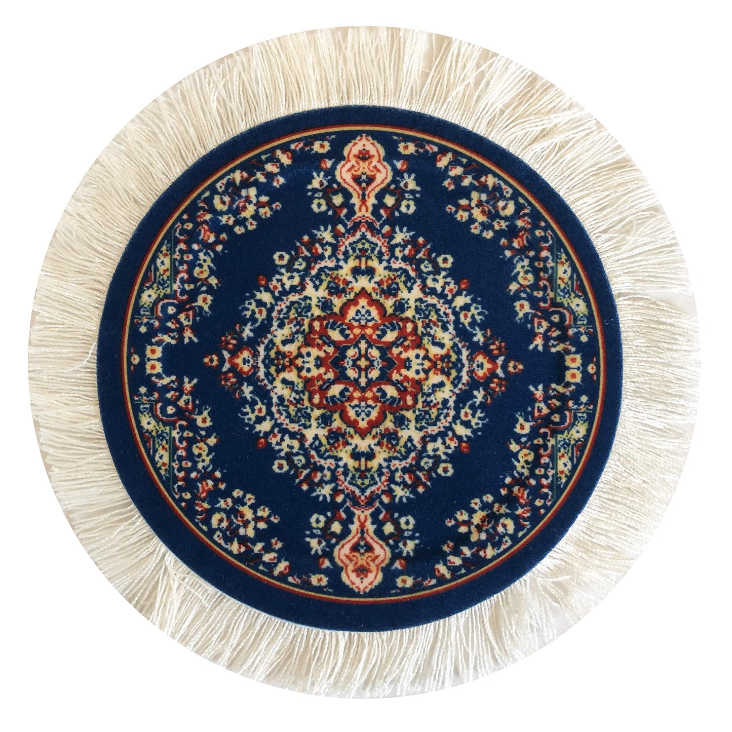 Set of 4 Round Dollhouse Rugs - Miniature Carpet Accessories for Doll Houses, 5 Inch Diameter Floor Décor, Oriental Style