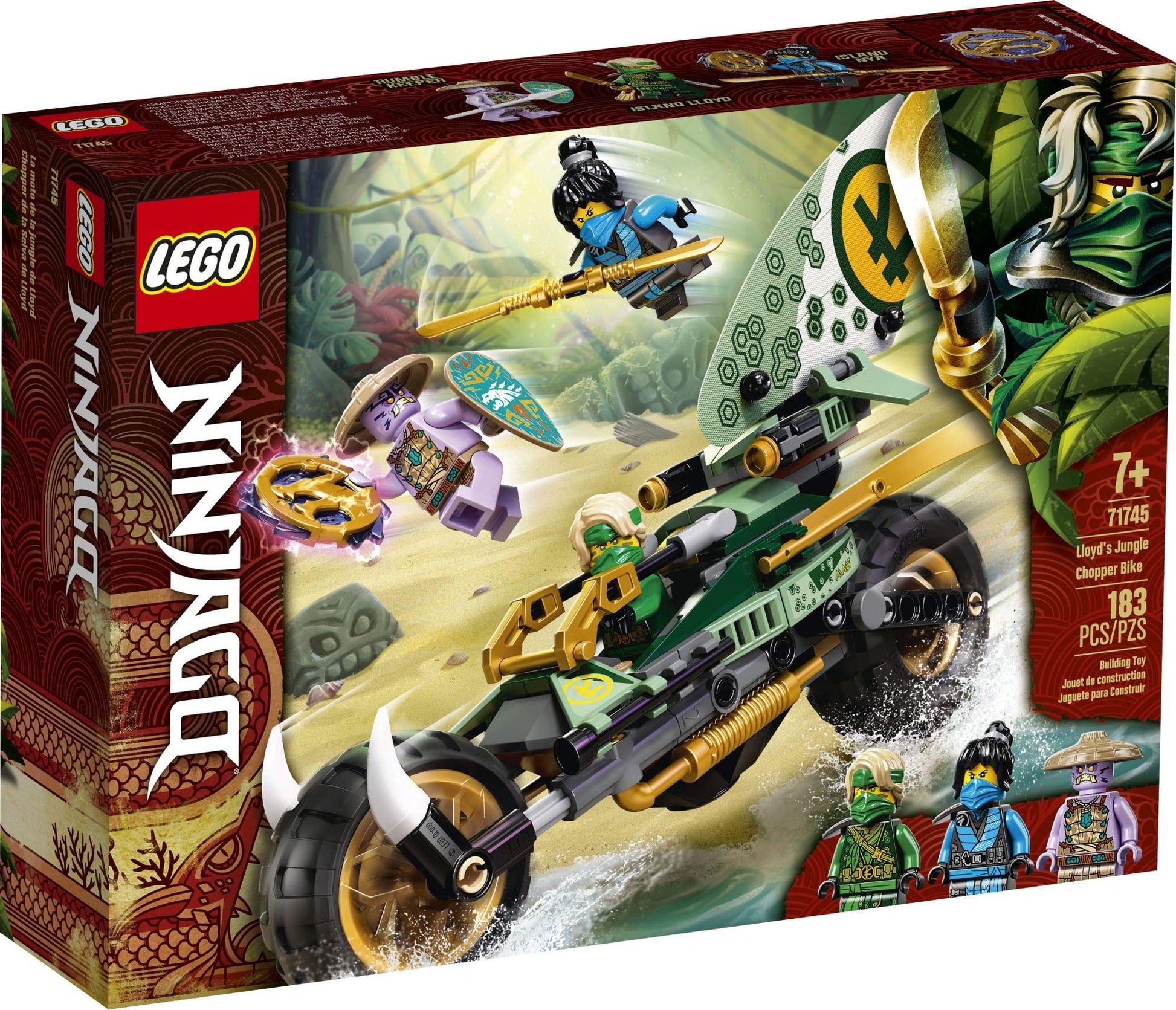 LEGO NINJAGO Lloyd’s Jungle Chopper Bike 71745 Building Kit; Ninja Bike Toy Featuring NINJAGO Lloyd and NYA Minifigures, New 2021 (183 Pieces); Top