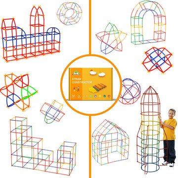 RAINBOW TOYFROG Straw Constructor Toys Stem Building Toys - 300 Pcs Connectors Toy Building Sets Kids Toys for Boys & Girls - Straw Building Set