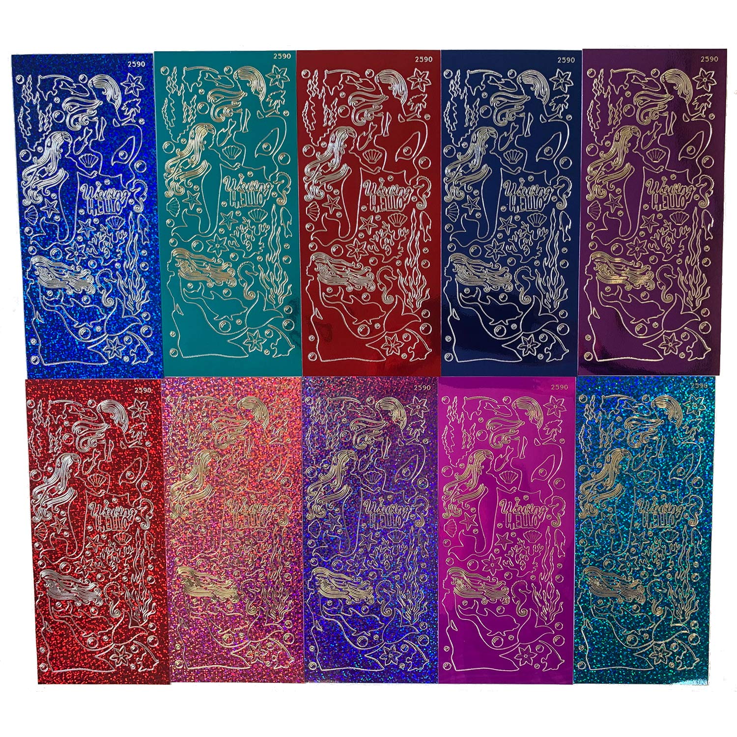 Dazzles Stickers Collection | 560 Mermaids-Themed Embossed Stickers in a Variety of Finishes & Colors for Scrapbooking, Card Making, Crafting