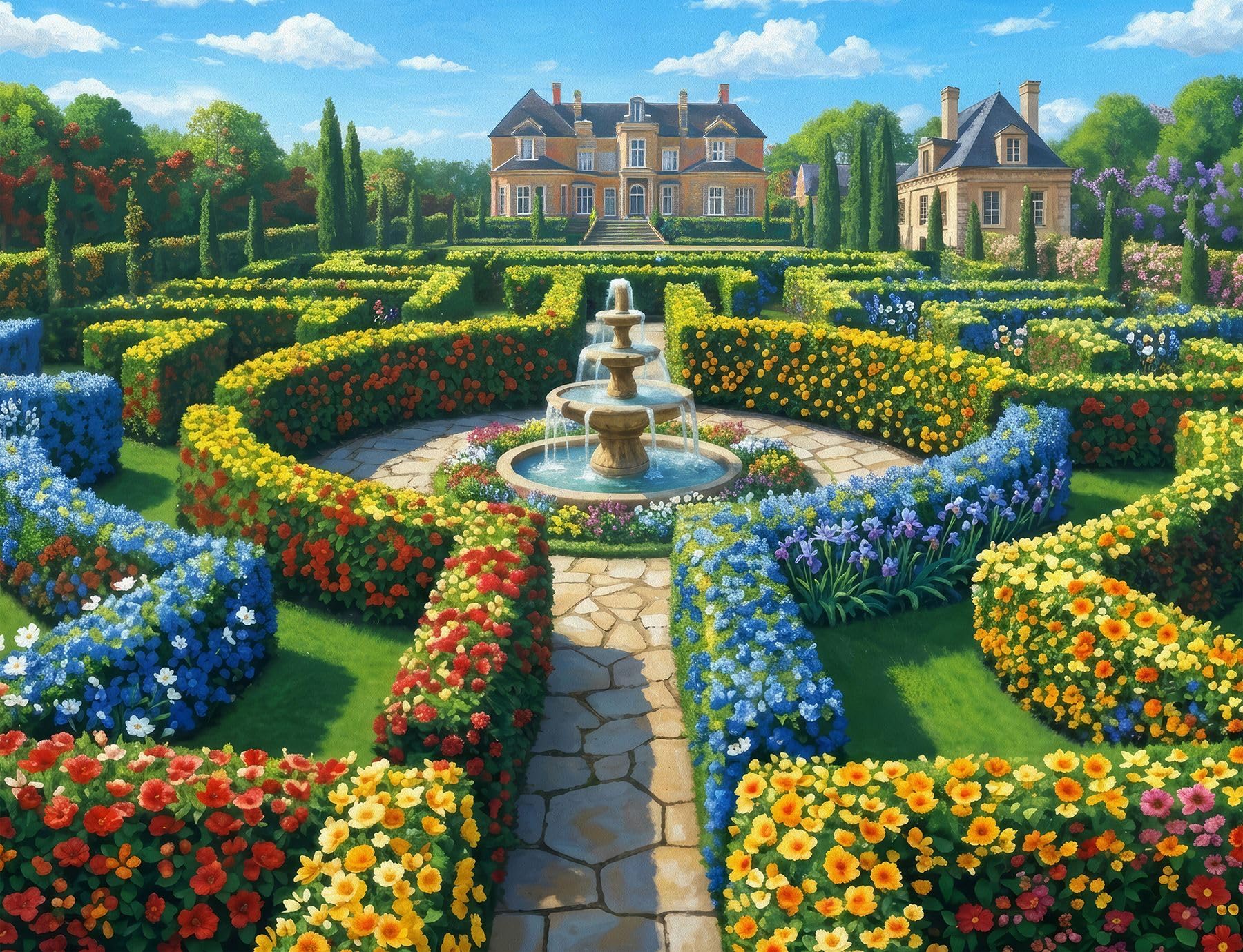 Springbok The English Garden 500 Piece Jigsaw Puzzle for Adults - Cottage Garden Landscape Puzzle - Poster Now Included - Unique Cut Pieces - Made in