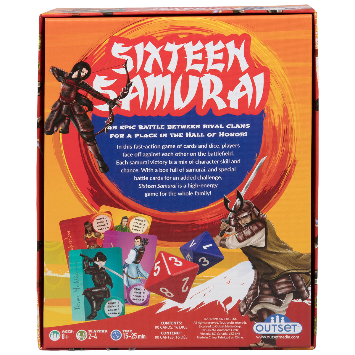 Sixteen Samurai - an Epic Battle Between Rival Clans - Fast Action Card Game - 2 to 4 Players - Fun Family Game for Kids & Adults, Ages 8 an up by