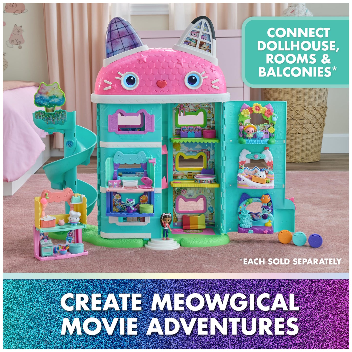 DreamWorks GABBY'S Dollhouse The Movie, Mercat's Aquarium Balcony, with Toy Figure & Dollhouse Accessories, Kids Toys for Girls & Boys Ages 3 and Up