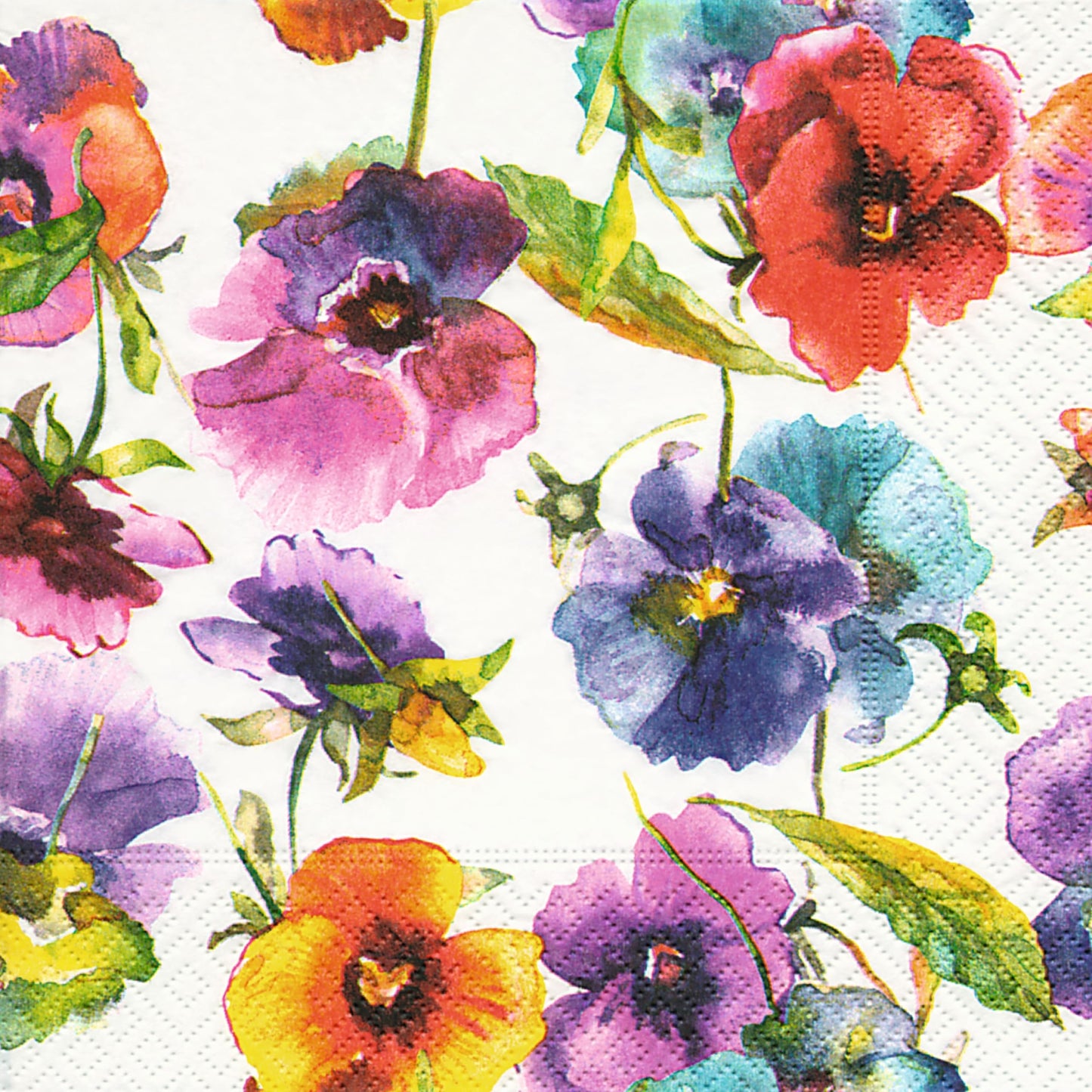 Boston International Party Napkins Disposable 3-Ply Paper Lunch Napkin Pack, 6.5" x 6.5", Talking Flowers, 20-Count