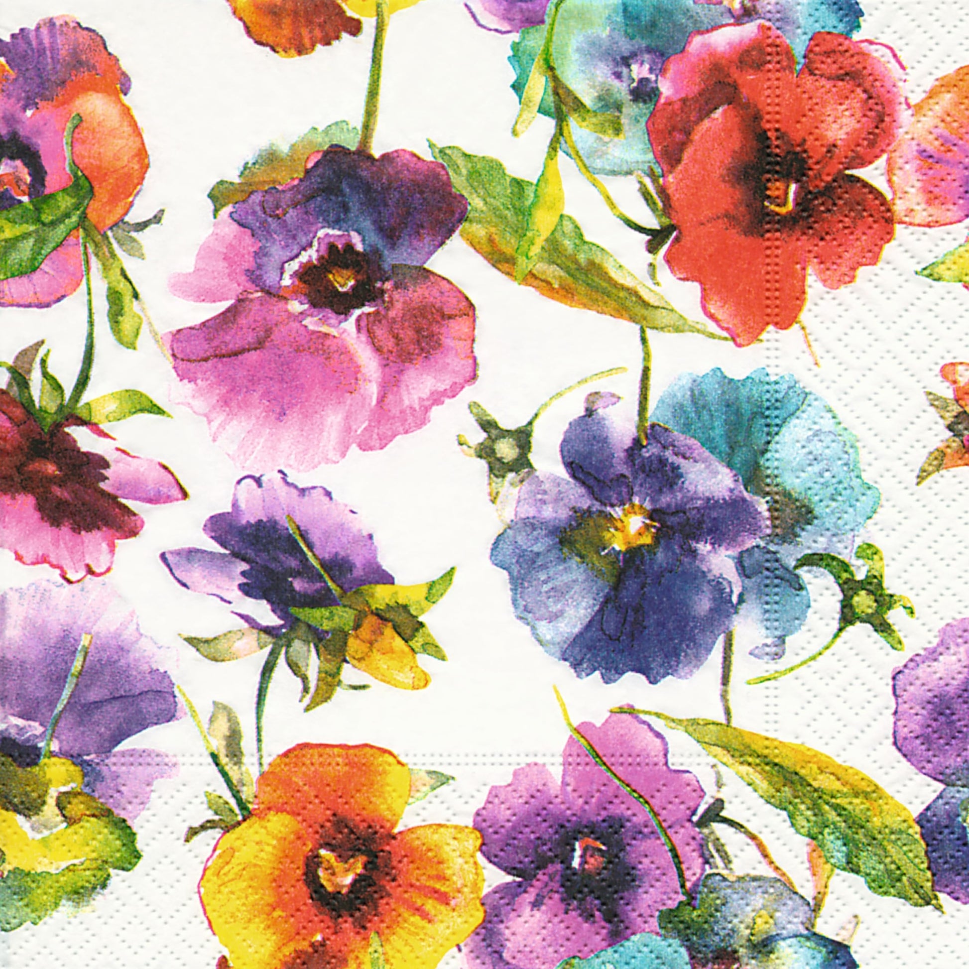 Boston International Party Napkins Disposable 3-Ply Paper Lunch Napkin Pack, 6.5" x 6.5", Talking Flowers, 20-Count