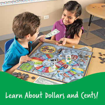 Learning Resources Money Bags Coin Value Game - Classroom Math Games, Financial Literacy for Kids, Play Coins for Kids, Counting Games, Money Board