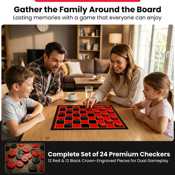 Kangaroo - Multiplayers Strategy Checker Board Game for Kids & Adults - Portable Educational Travel Cardboard Checkers - Includes Large Board w/ 24