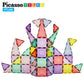 PicassoTiles Magnetic Tiles Blocks Magnet Tile Magnets Building Blocks Construction Toy Set with Reflective Leaf Flakes Magnetic Building Tiles Toys