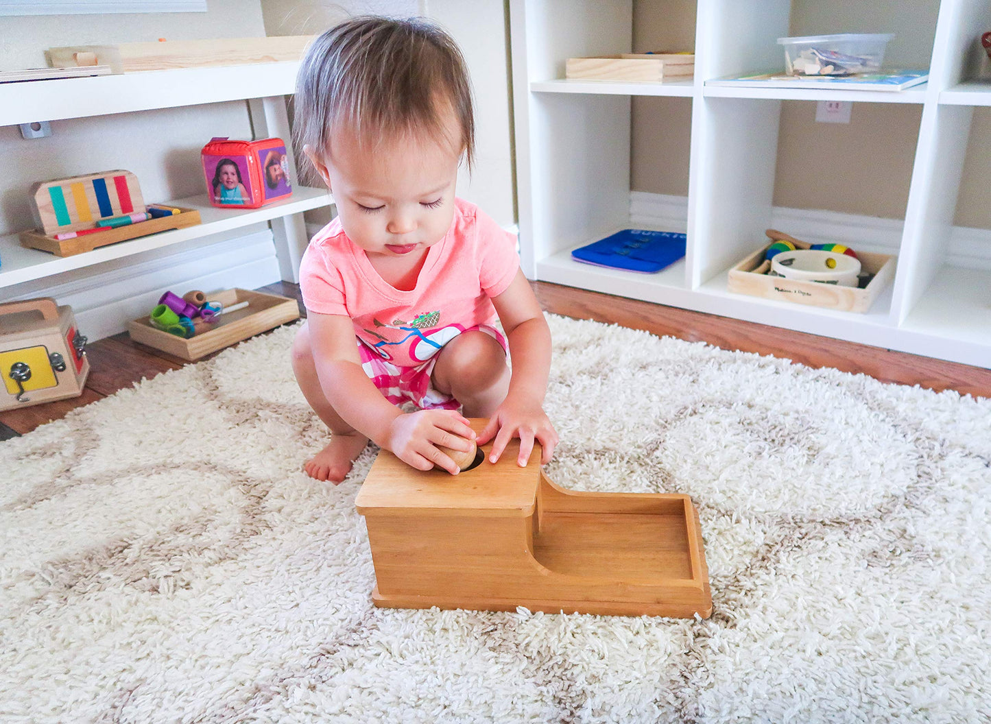 Montessori Object Permanence Box - Wooden Ball Drop Toy for Babies - Develops Spatial Awareness & Cognitive Skills - Engaging and Educational Roll