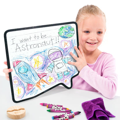 Speech Bubble Crayon Board | The Only Dry-Erase Lap Board for Visual & Hand Development | Crayons, Not Markers | Infant, Toddler, Kids, Classroom |