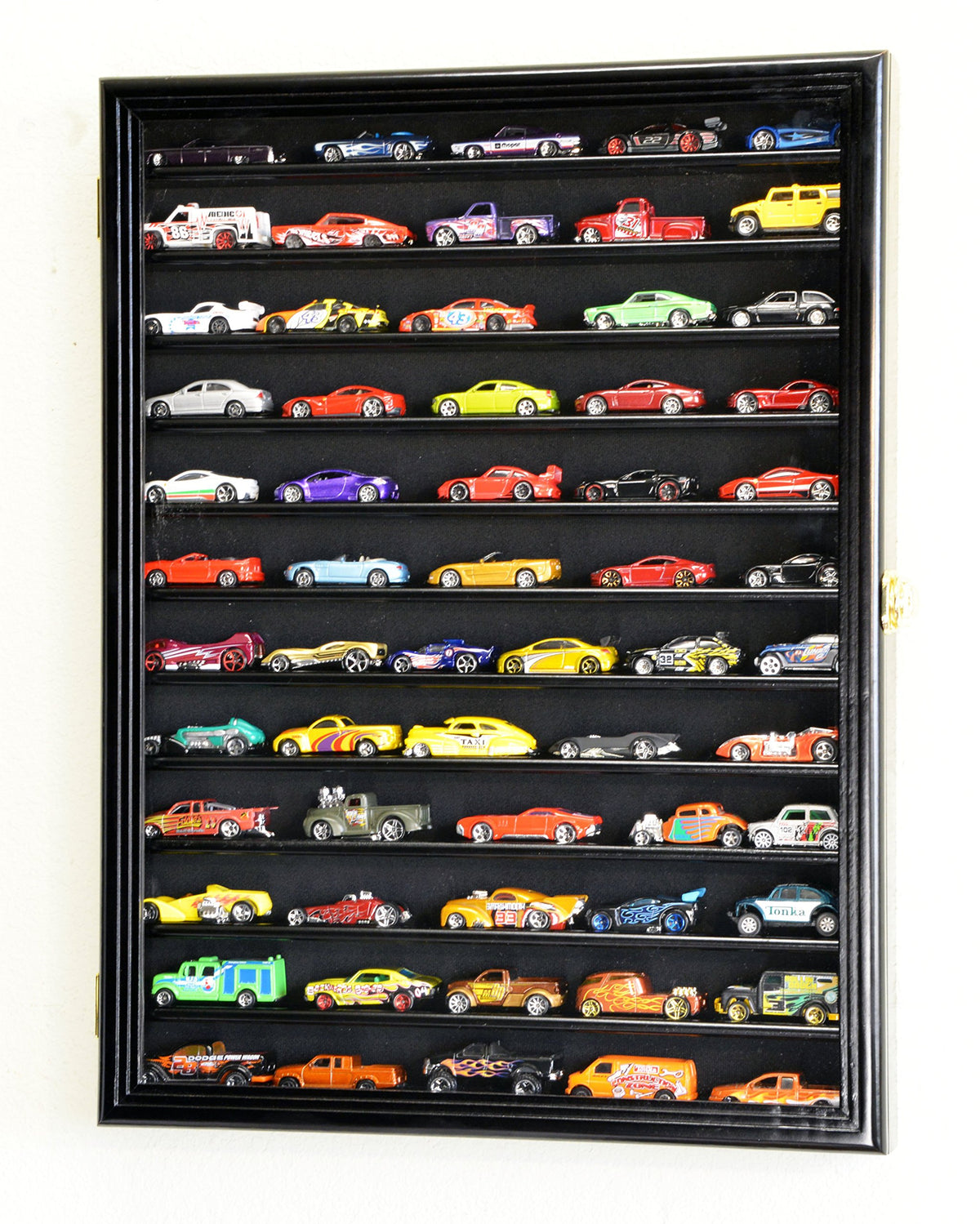 Hot Wheels Matchbox 1/64 Scale Diecast Display Case Cabinet Wall Rack w/UV Protection -Black