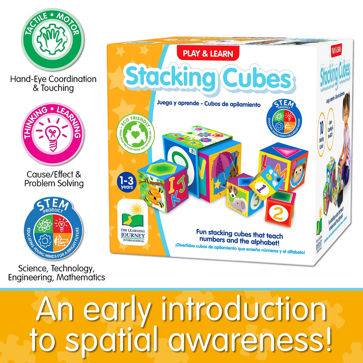 Learning Journey International LLC Play & Learn - Stacking Cubes - STEM Toddler Toys & Gifts for Boys & Girls Ages 12 Months and Up - Mind Building