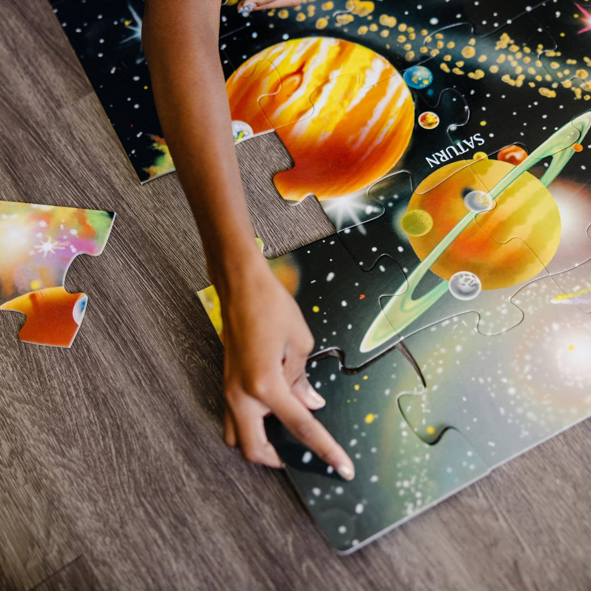 Melissa & Doug Solar System Floor Puzzle, 48 pc Jumbo Jigsaw Puzzle, Educational Screen Free Activity for Toddler, Preschoolers and Kids Ages 3+ (2 x