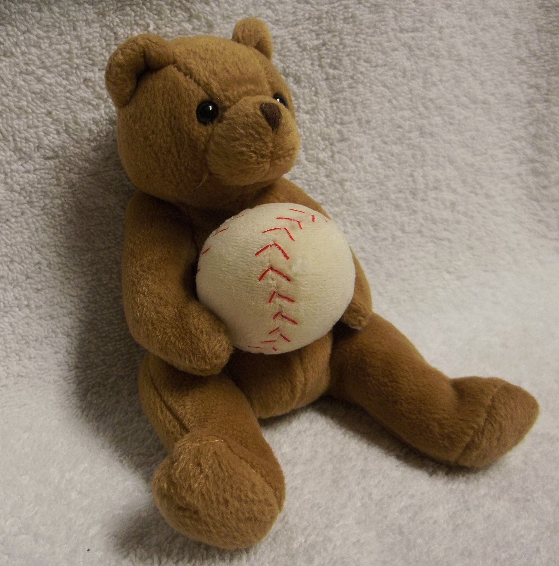 Ty Beanie Baby Shortstop Bear Baseball Sports Teddy w Ball