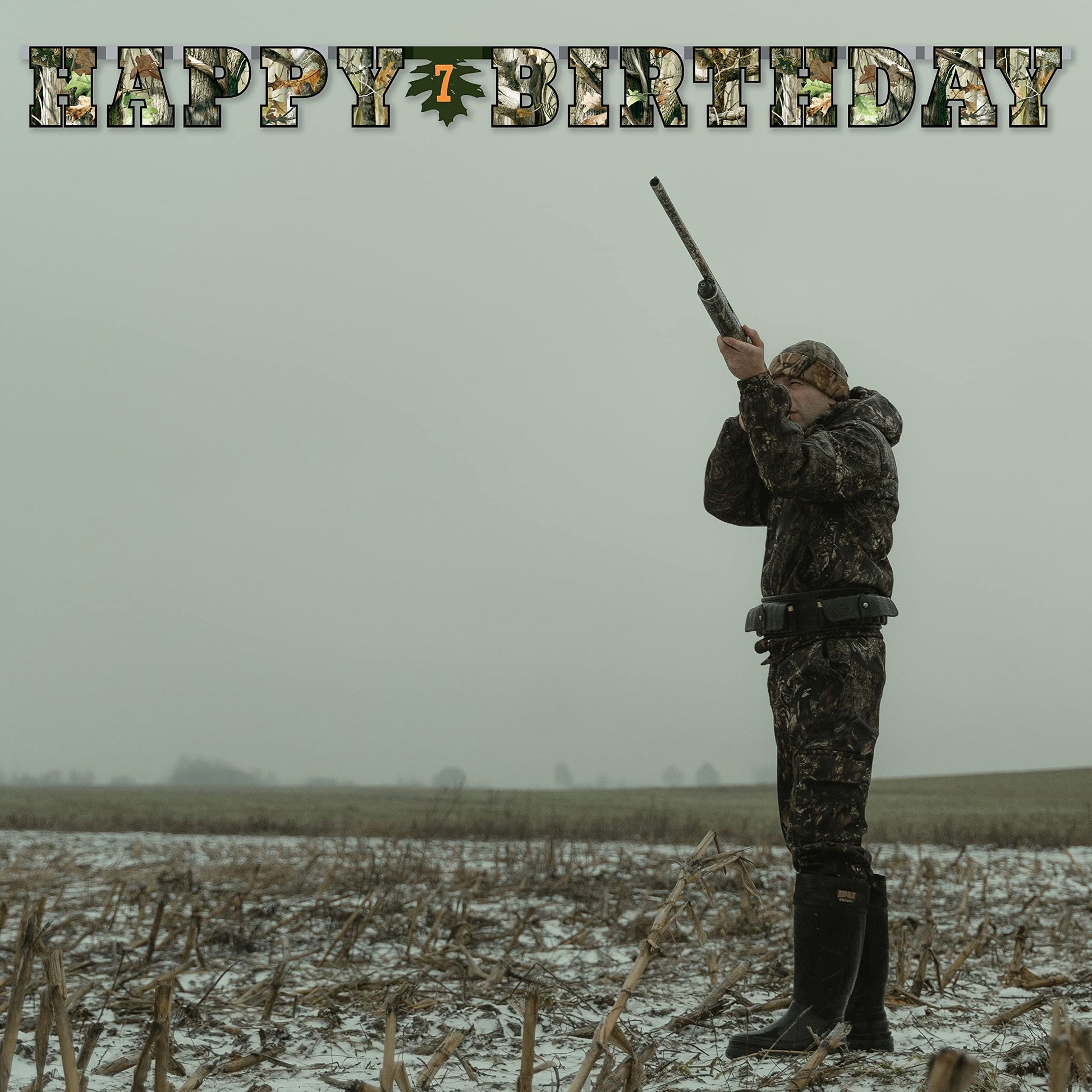 Havercamp Next Camo Happy Birthday Party Banner | 1 Count | Great for Hunter Themed Party, Camouflage, Rustic, Nature, Military, Kids Birthday Party