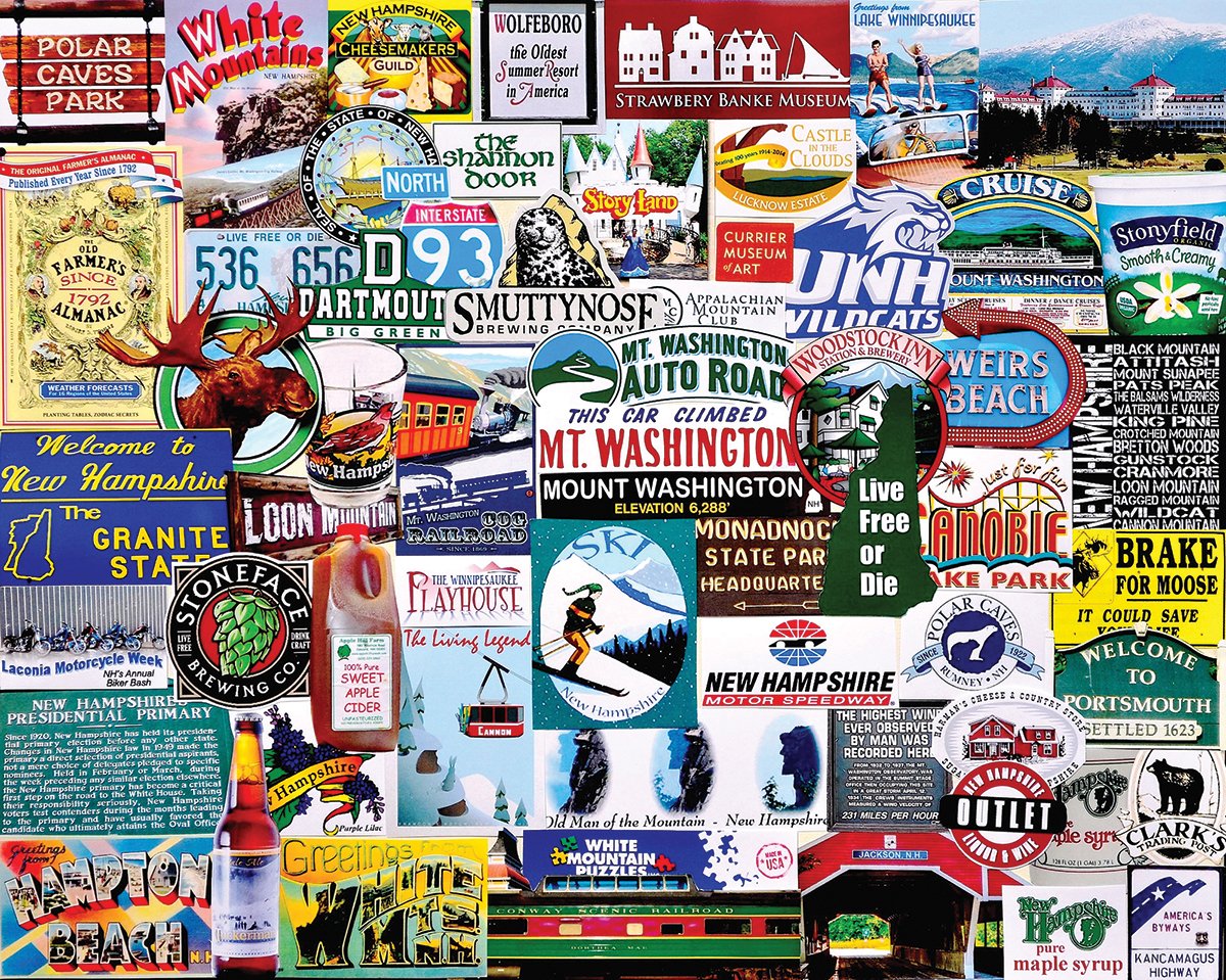 White Mountain 1000 Piece Jigsaw Puzzle State Icons, I Love New Hampshire