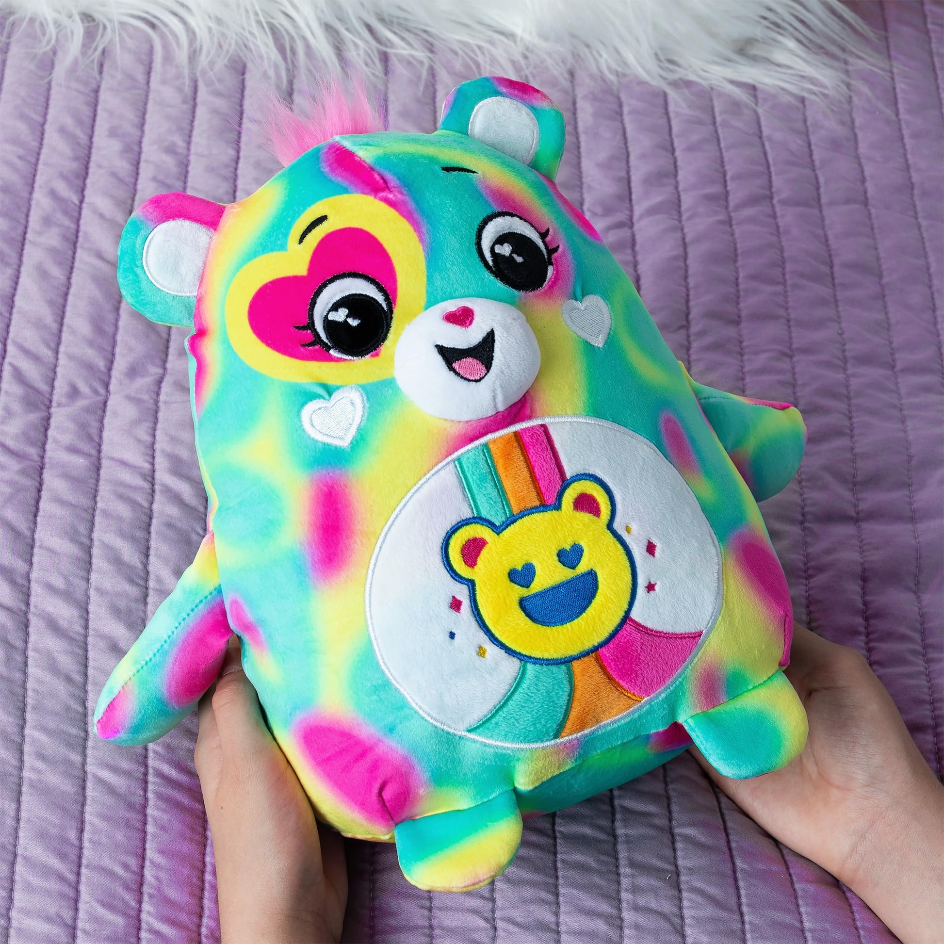 Care Bears Squishy 10" Plush Good Vibes Bear - Soft Huggable Squishy Material! - Good for Girls and Boys, Employees, Collectors, Ages 4+