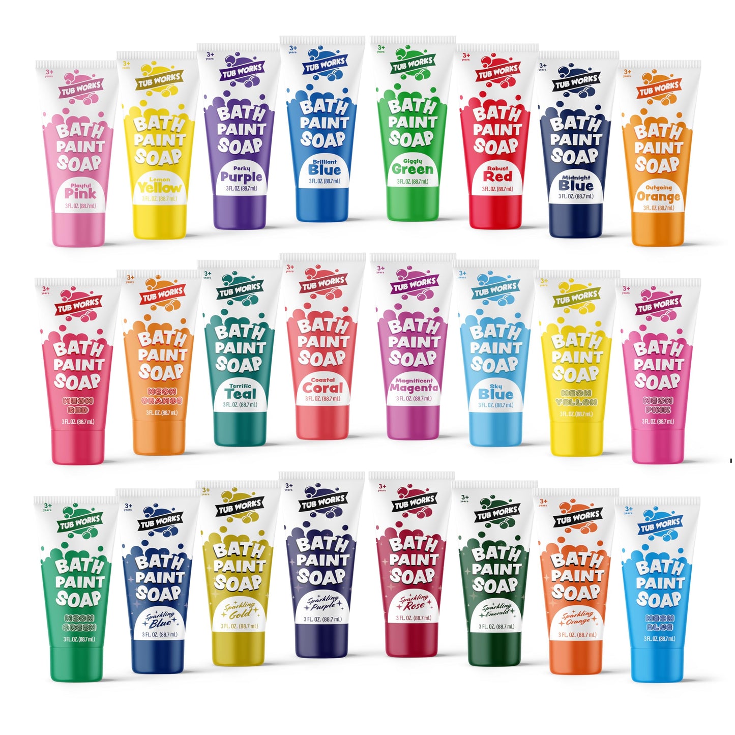 Tub Works® Bath Paint Soap Bath Toy, 24 Pack | Non-Toxic, Washable Bathtub Paint for Finger Painting in the Tub | Ideal Toddler Bath Toys for Creative