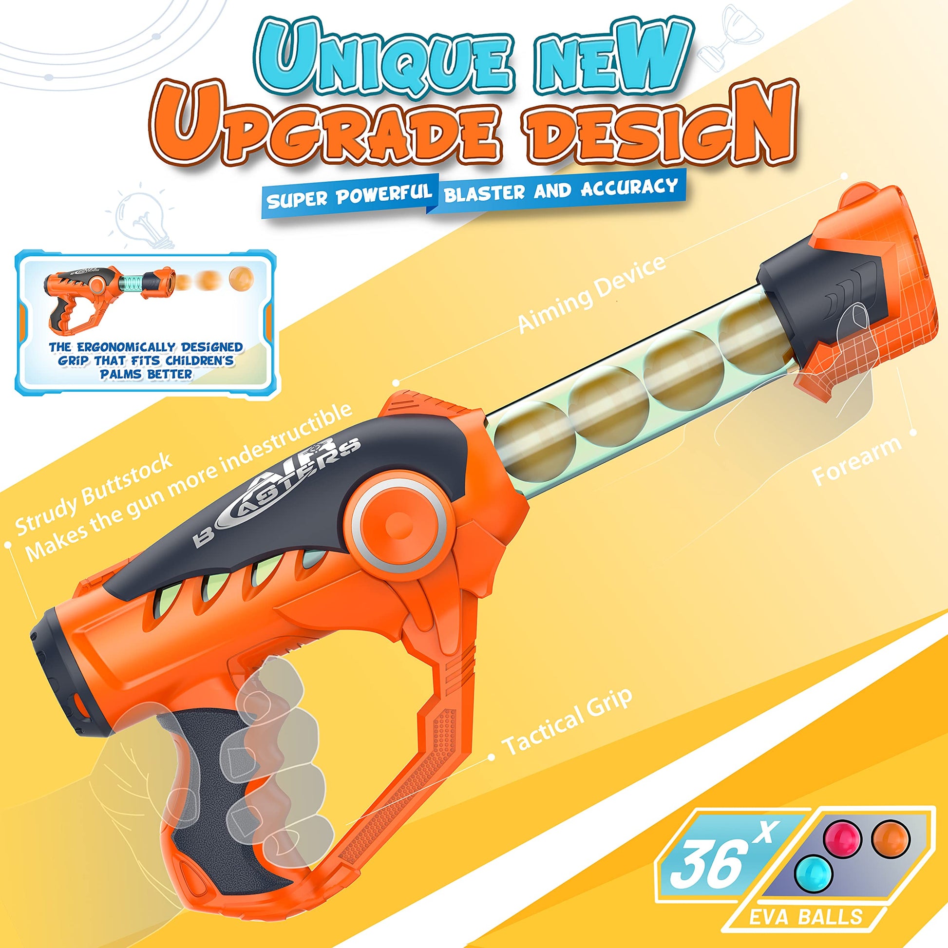 Shooting Game Toy for Age 6, 7, 8, 9, 10+ Years Old Kids, Girls, Boys - Foam Ball Popper Air Guns Toy & 36 Foam Bullet Balls, Sniper Kids Gun Toy