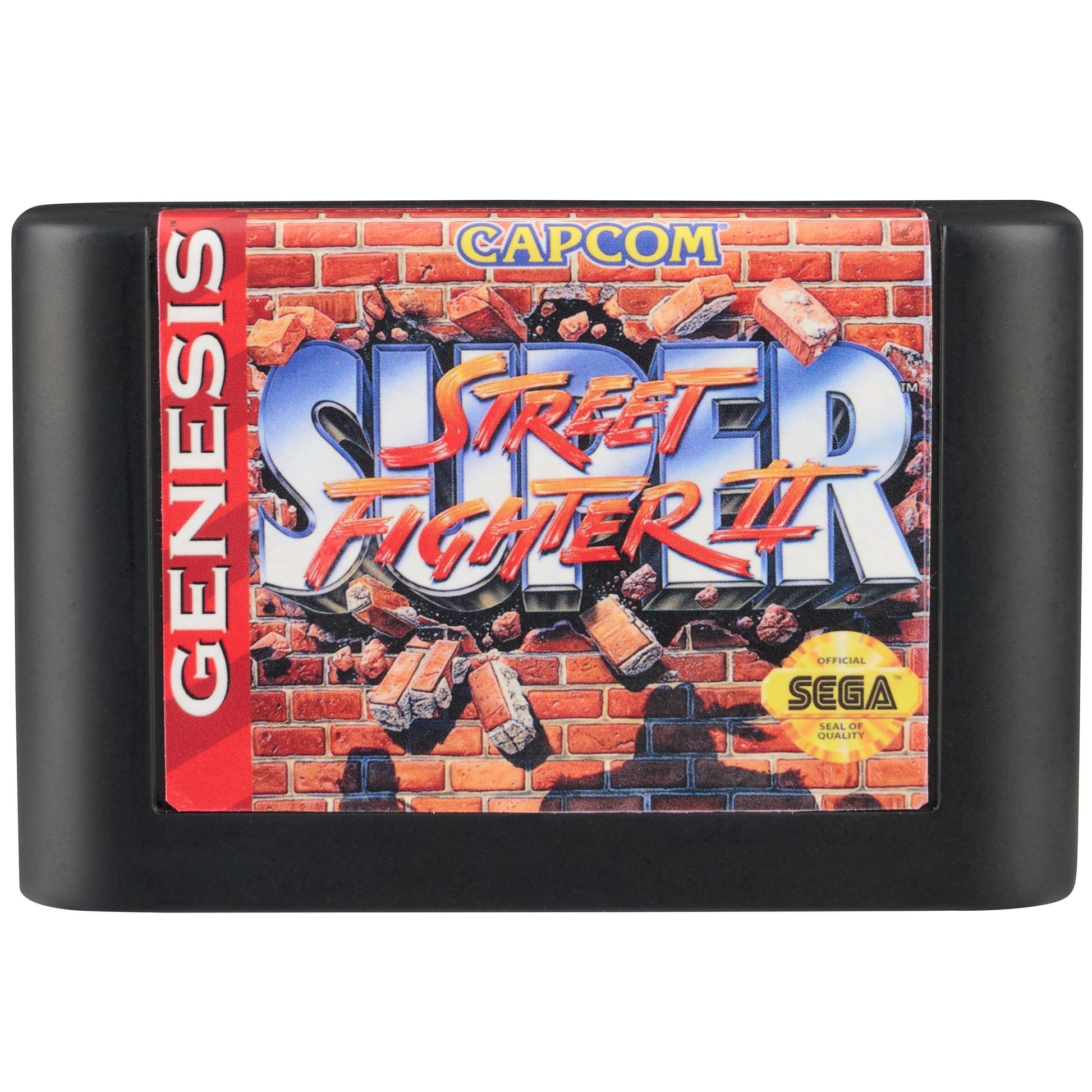 Console Heroes Super Street Fighter II Collectible Diorama - Mini Ryu & Ken Figures with Dock Stage Scene - Retro SEGA Genesis Cartridge Display &