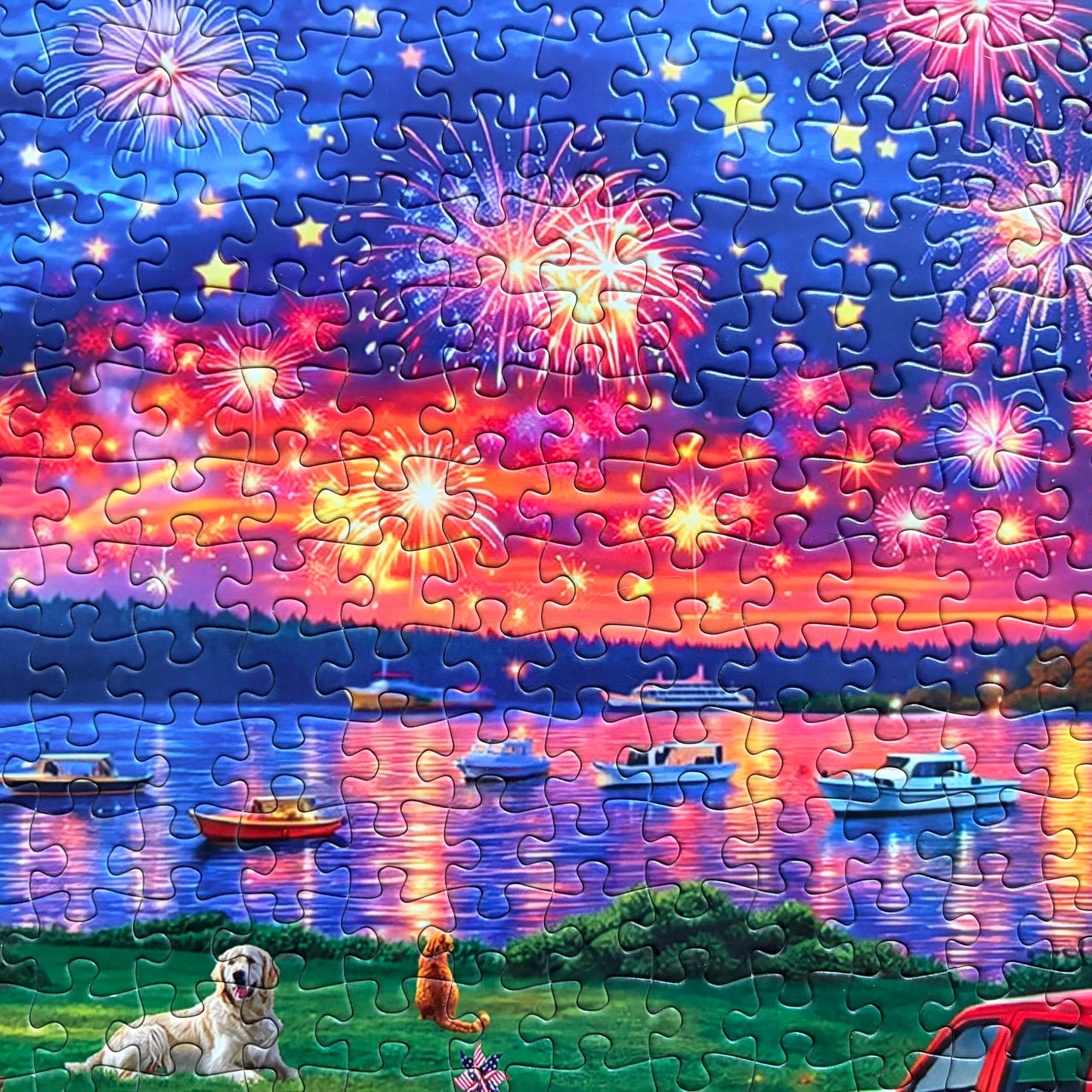 500 Piece Puzzles for Adults - 4th of July Jigsaw Puzzles - Celebrate The USA Patriotic Puzzle - Fourth of July Fireworks Celebration - Artwork