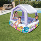 Intex 57470EP Sun Shade 5 Foot Square Inflatable Durable 10 Gauge Vinyl Kiddie Pool with Ocean Scene and Canopy for Ages 3 Years and Up, Multicolor