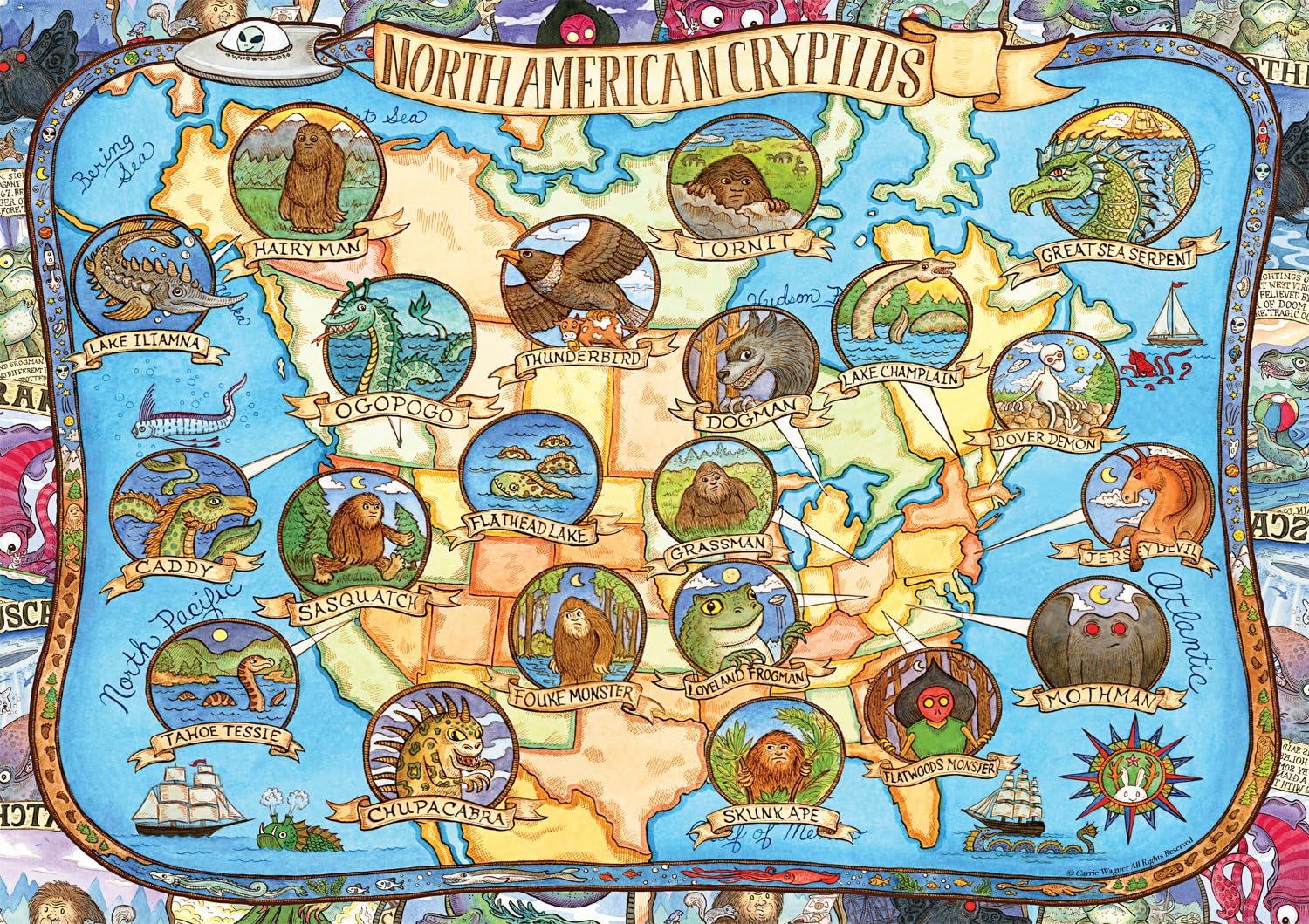 Buffalo Games - Cryptids of North - 300 Large Piece Puzzle for Adults