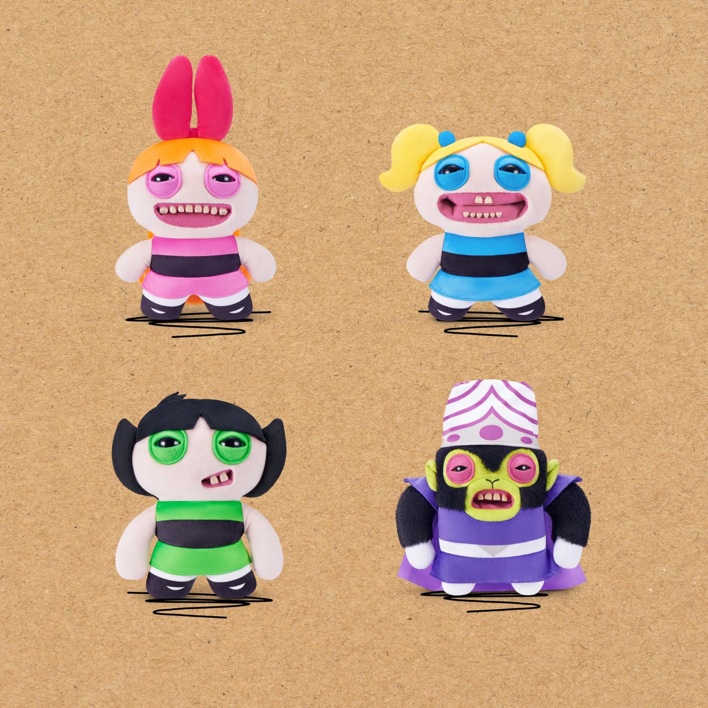 Fuggler Powerpuff Girls 9-Inch Plush Toy (Mojo JoJo) by ZURU - Funny Ugly Monster Stuffed Animal with Human-Like Teeth, Collectible Plush for Kids