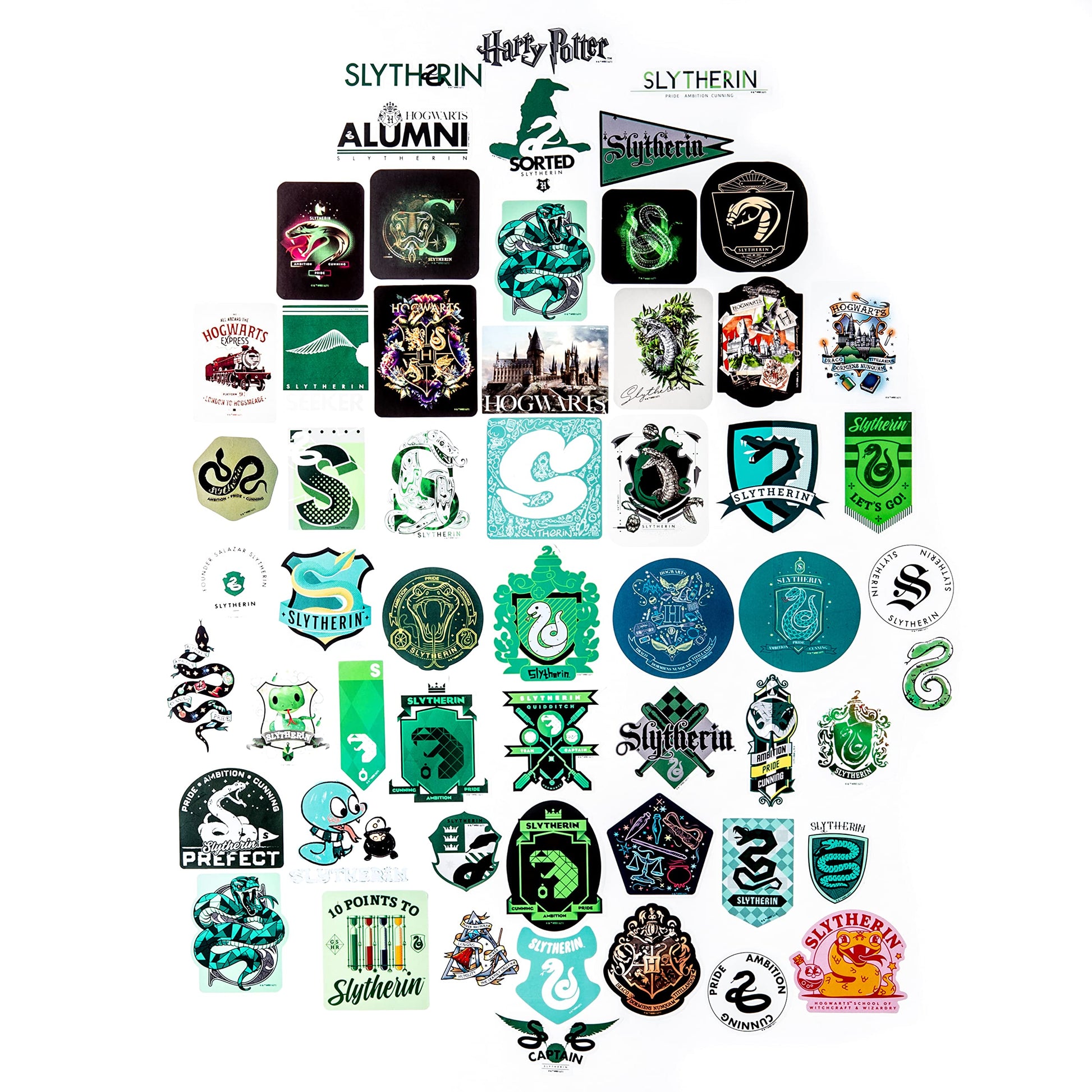 Conquest Journals Harry Potter Slytherin Vinyl Stickers, Unique Stickers Including Holograms, Waterproof and UV Resistant, Great for All Your Gadgets