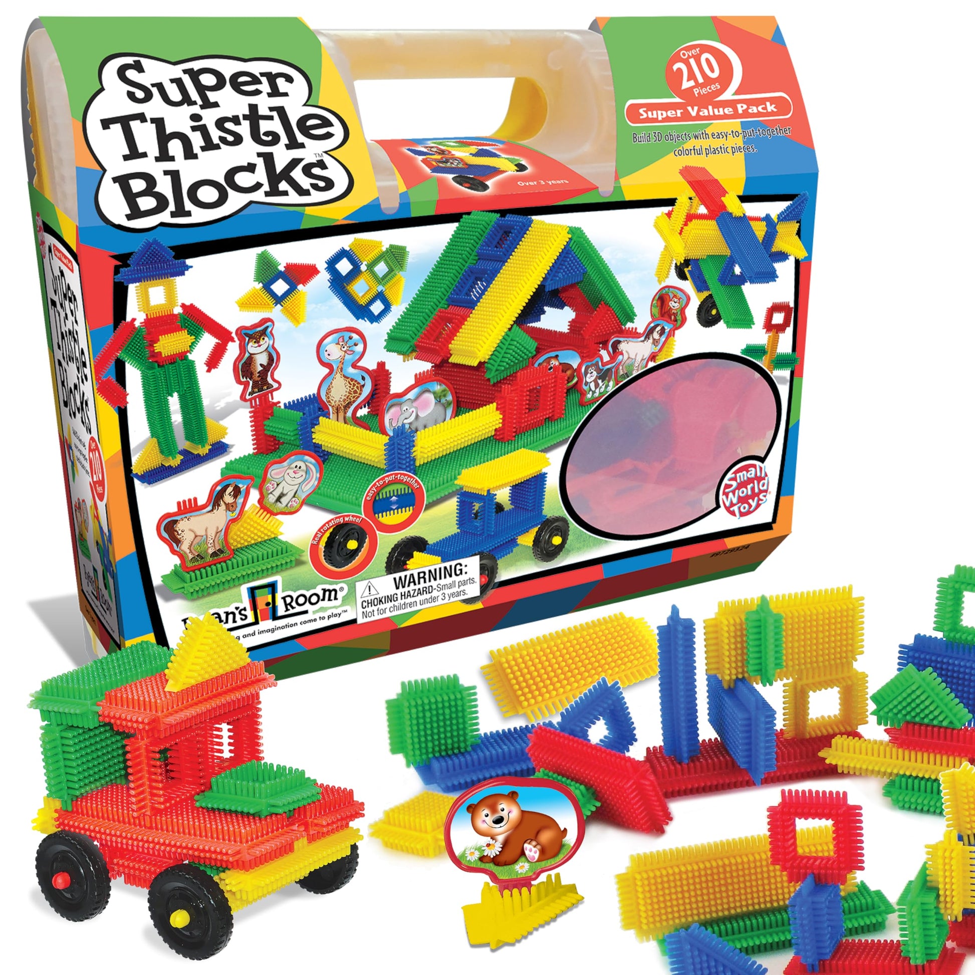 Ryan's Room Thistle Blocks - STEM Toys Building Blocks - Innovative Building Toys for Toddlers 3-5 - 210 Pieces Colorful, Chunky Interlocking