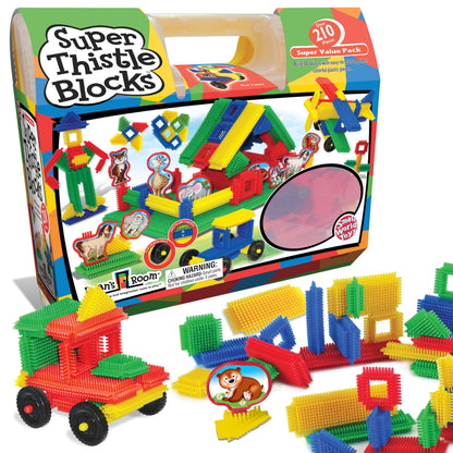 Ryan's Room Thistle Blocks - STEM Toys Building Blocks - Innovative Building Toys for Toddlers 3-5 - 210 Pieces Colorful, Chunky Interlocking