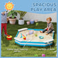 Qaba Kids Sandbox with 4 Corner Seats Bottom Liner 52" x 52" x 6" Blue