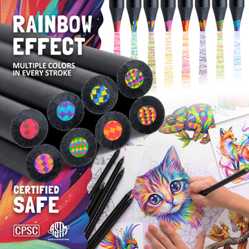 nutty toys Jumbo Rainbow Pencils - 8 Pre-sharpened Multicolored Pencils, Top Boy & Girl Stocking Stuffers, Goodie Bag Party Favors & Colored Crayon