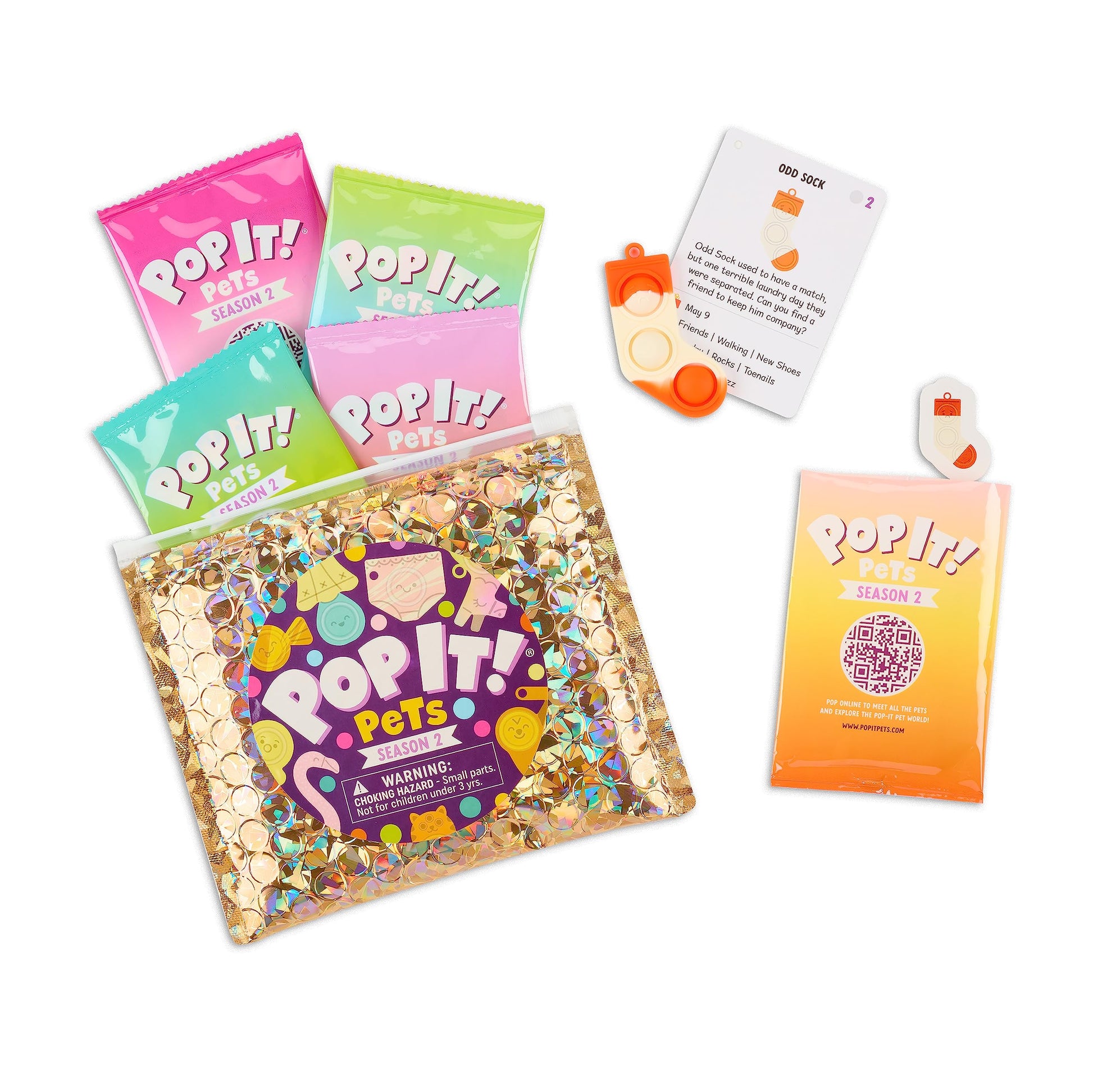 Buffalo Games Pop It Pets - Season 2 - The Ultimate Sensory Fidget Toy - Popping Bubbles and Adorable Characters - Collector map with Cards and