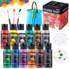 JOYIN Washable Tempera Paint Set for Kids 12PCS, Non Toxic Liquid Paint with 6 Brushes and 2 Palettes - Art Supply for Kids for Arts and Crafts