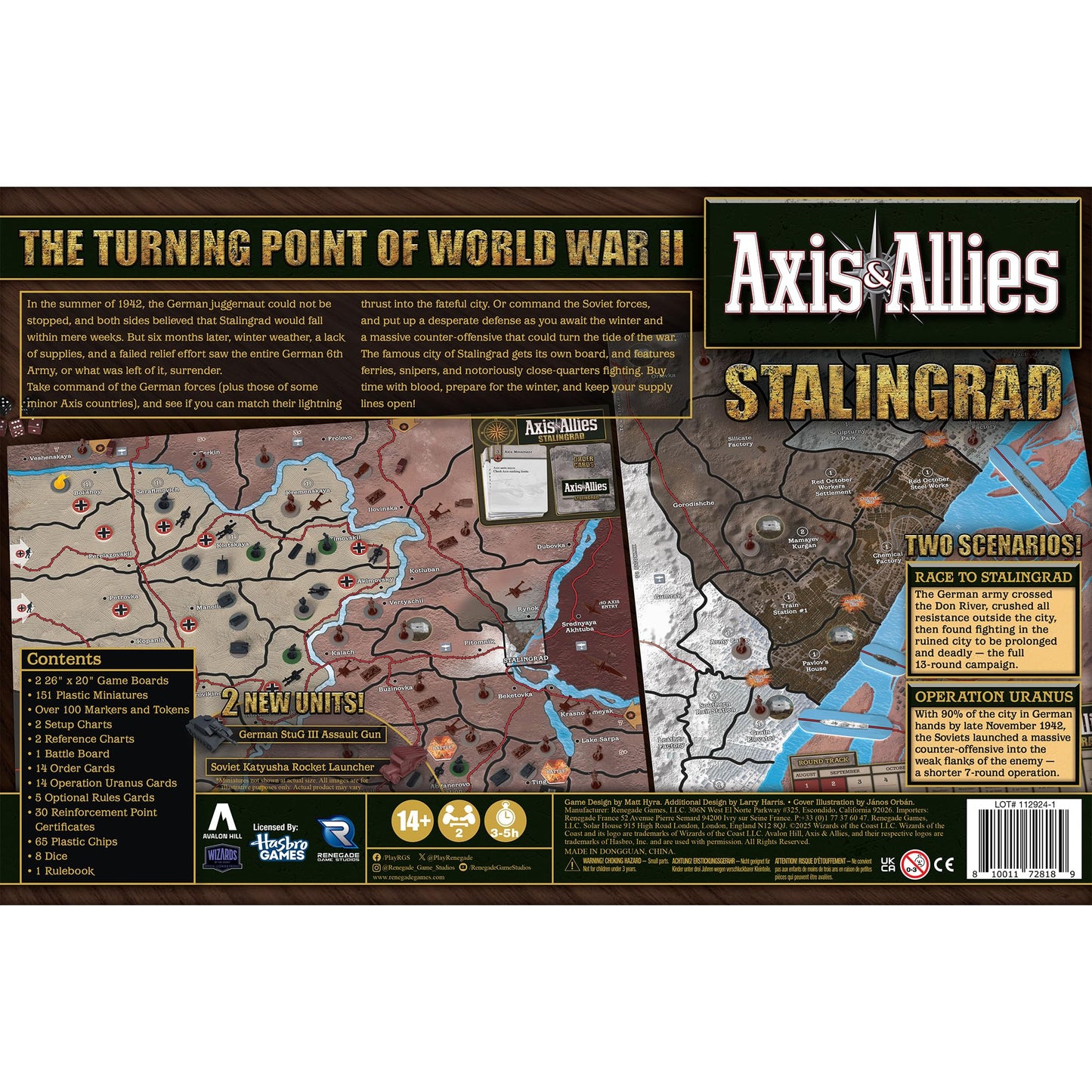 Renegade Game Studios Games Axis & Allies Stalingrad WWII Strategy Board Game with 150+ Miniatures, Two Player Tactics, Ages 14+