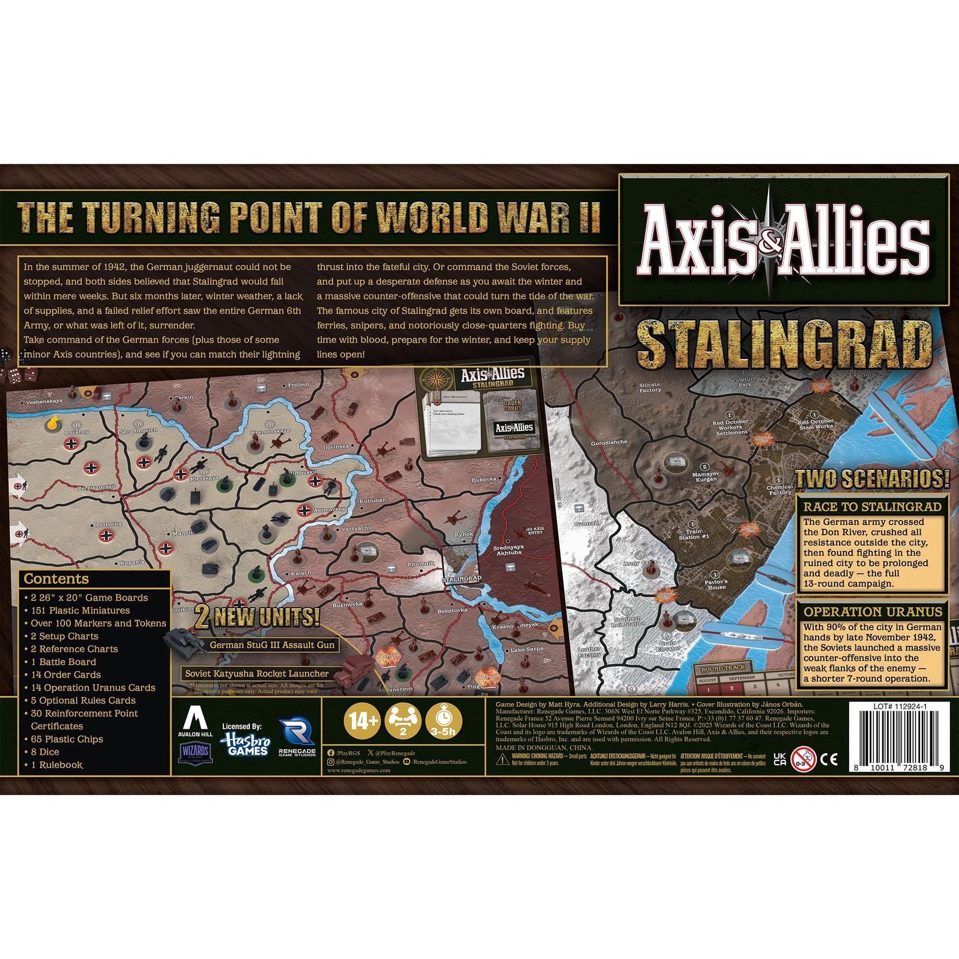 Renegade Game Studios Games Axis & Allies Stalingrad WWII Strategy Board Game with 150+ Miniatures, Two Player Tactics, Ages 14+