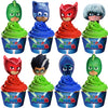 Treasures Gifted Officially Licensed PJ Masks Birthday Decorations - 24ct Cupcake Toppers & Wrappers - PJ Masks Birthday Party Supplies - Cake