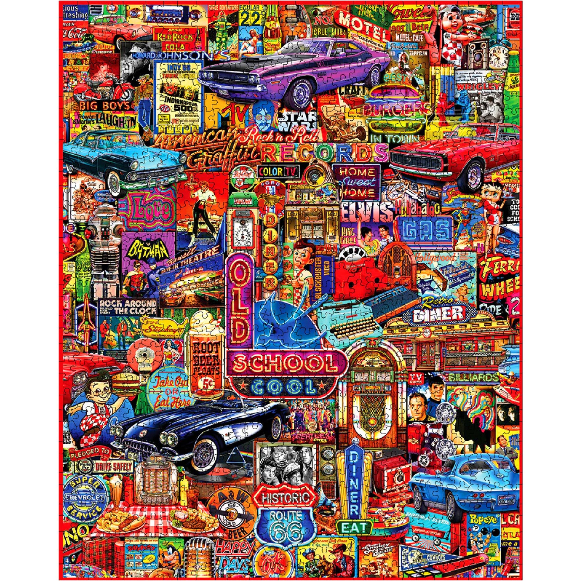 White Mountain 1000 Piece Jigsaw Puzzle Retro Nostalgic, Old School Cool