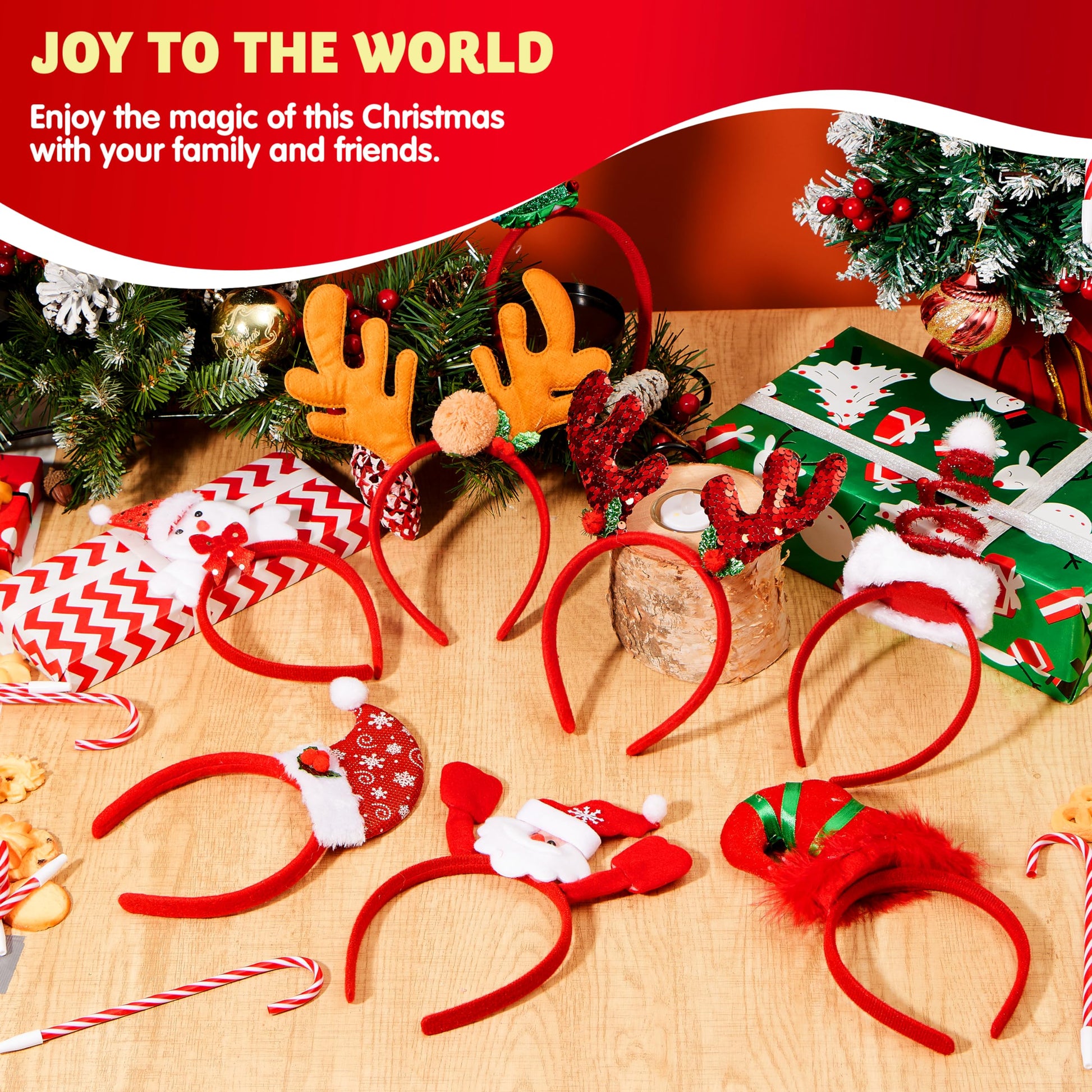 JOYIN 16PCS Cute Christmas Headbands, Festive Set, Great for Christmas Parties, Holiday Party Favors, Unique Design, Wide Application, Premium
