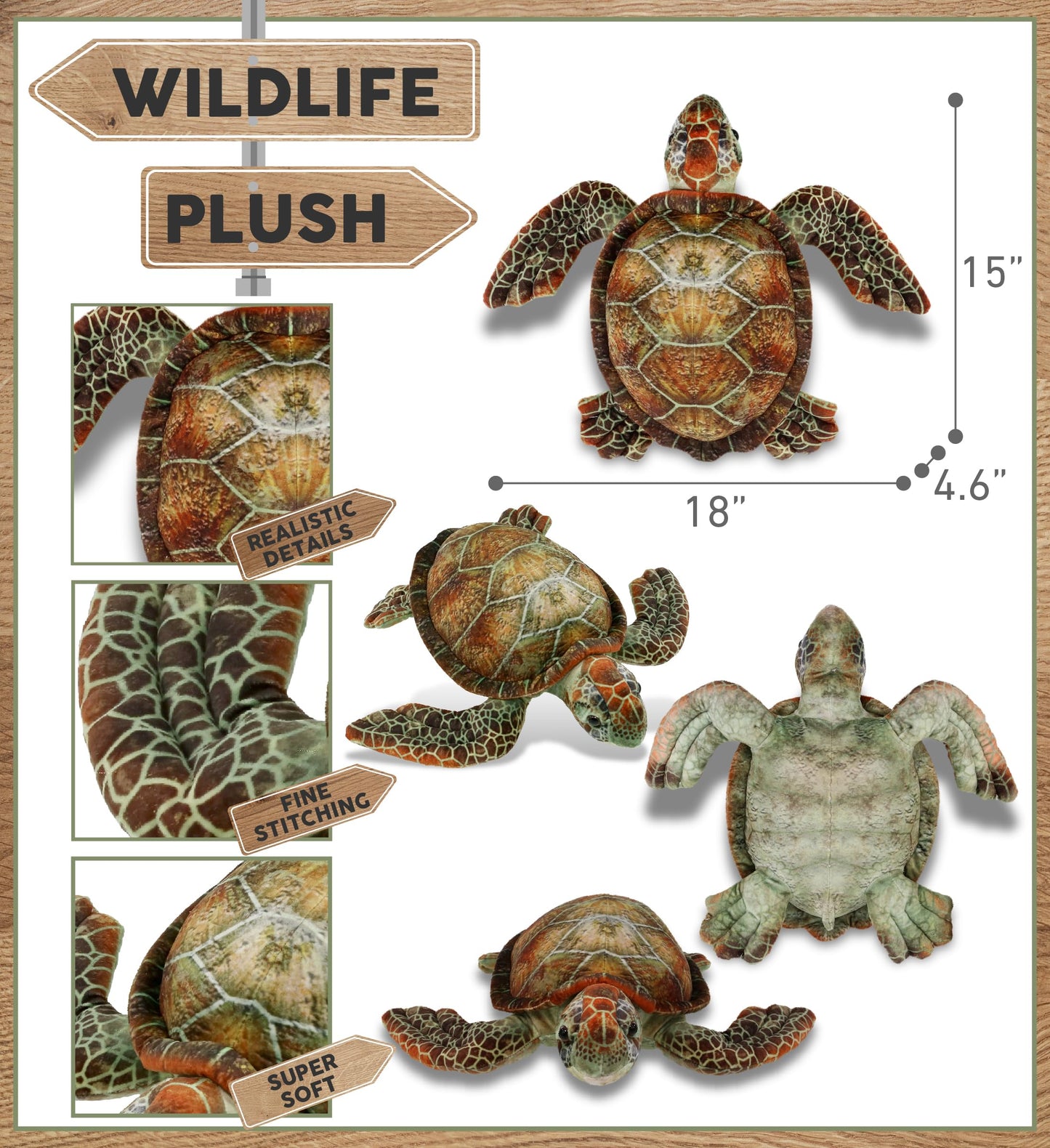 DolliBu Sea Turtle Stuffed Animal - Huggable Turtle Plush, Adorable Playtime Sea Turtle Plush Toy, Cute Sea Life Animal Cuddle Gifts, Super Soft Plush