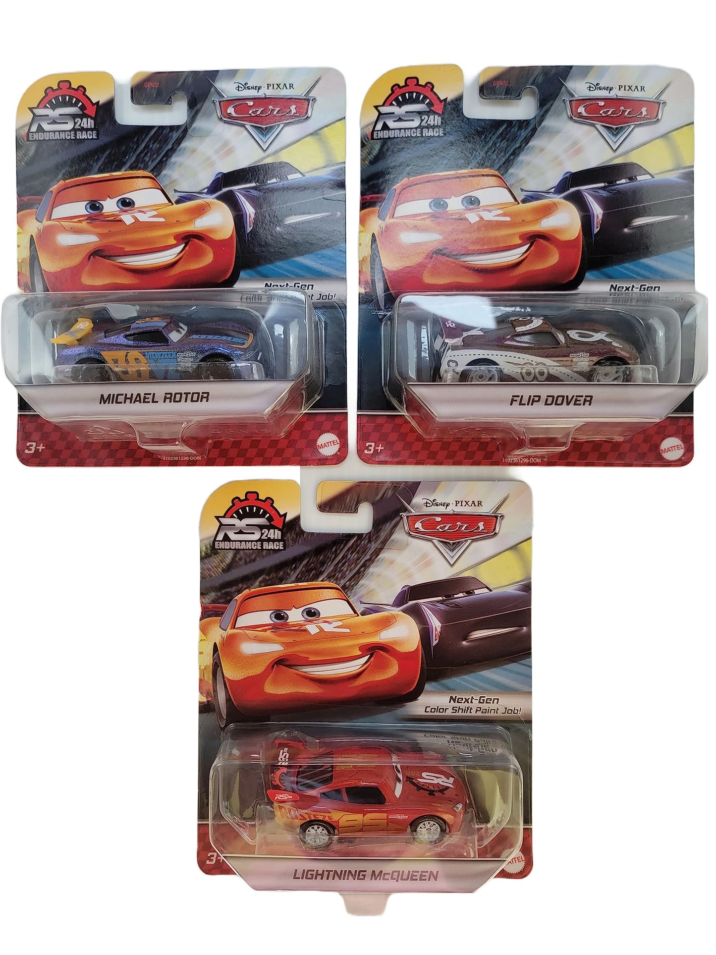 Mattel Disney Pixar Cars RS 24h Hour Endurance Race Bundle of 3 Diecast Vehicles from GPN32-999E Release