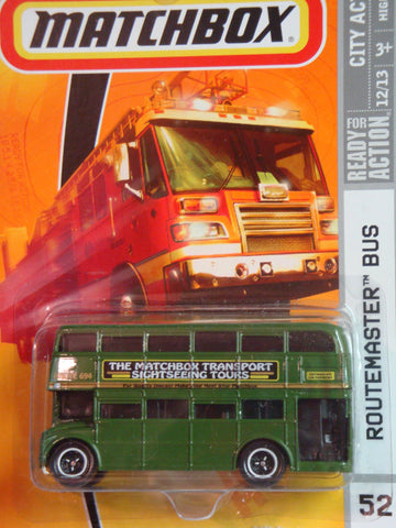 Matchbox City Action Series #52 Routemaster Double Decker Bus Green "The Matchbox Transport Sightseeing Tours" 3 Lug Wheels Detailed Diecast Scale