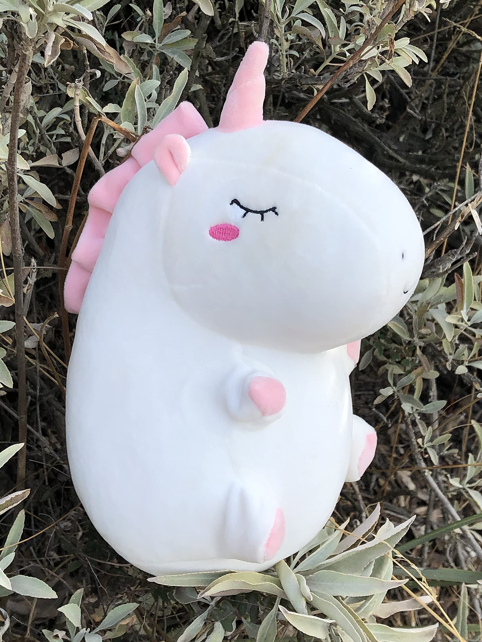 Plushland Soft Plush Unicorn Pillow Stuffed Animal Hugging White Throw Pillow Cushion Toy for Kids Teens Adult Gift Birthday, Valentine, Christmas