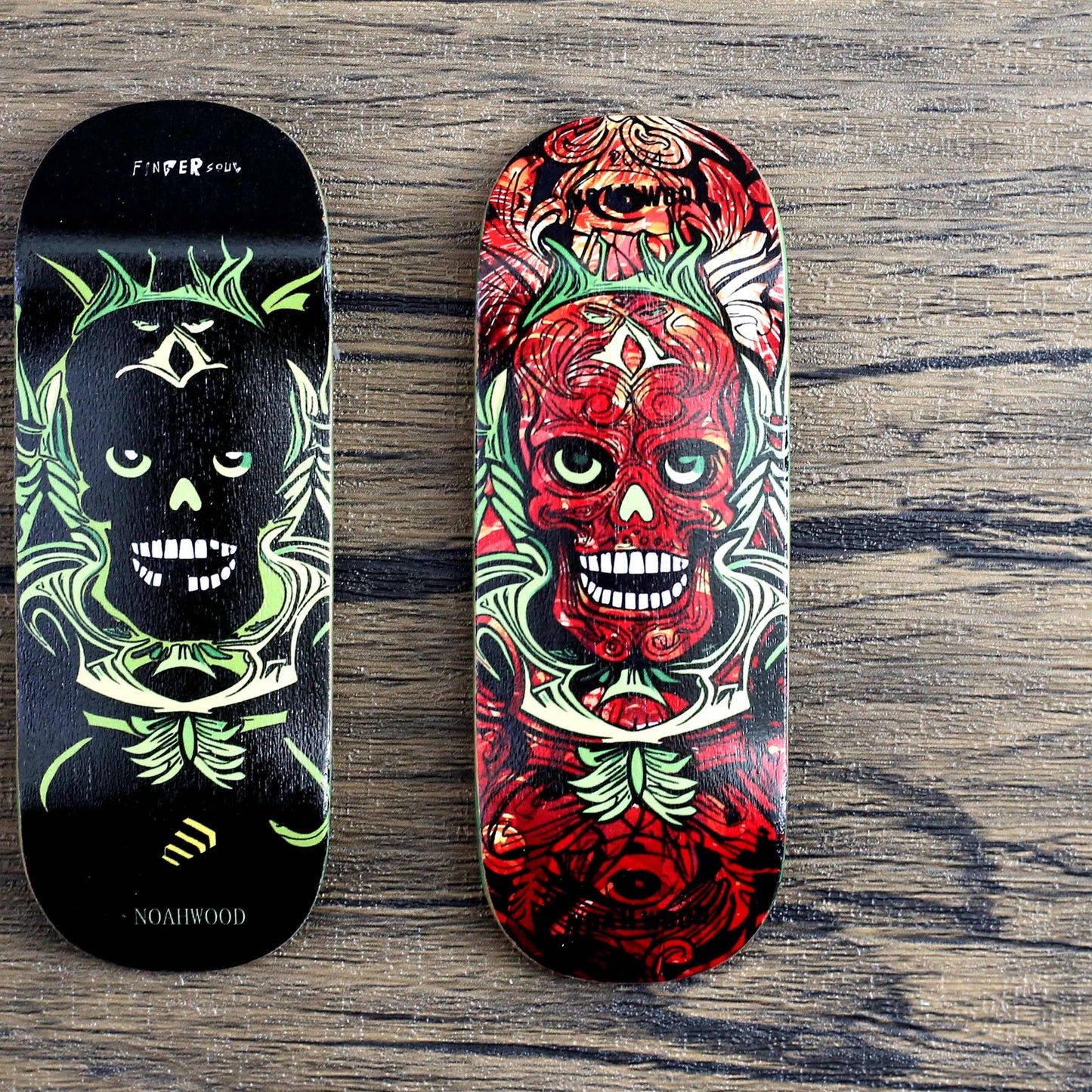Noahwood Handmade Fingerboard Deck 97.5x35mm 5-Layer Color Maple Pro concave Creative Design Mini Skateboard (White fingersoul)