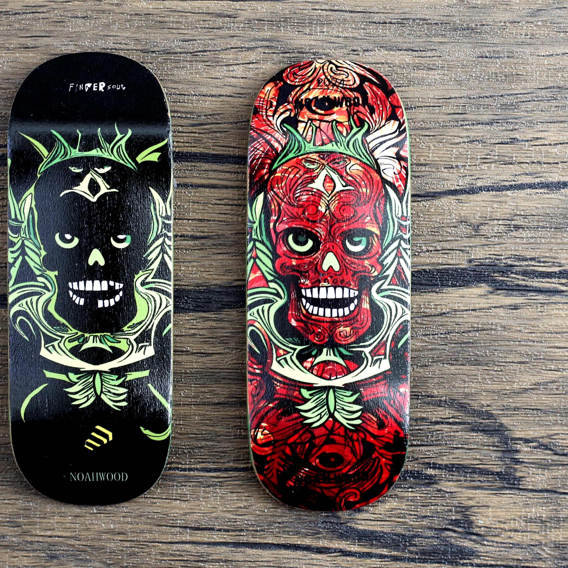 Noahwood Handmade Fingerboard Deck 97.5x35mm 5-Layer Color Maple Pro concave Creative Design Mini Skateboard (White fingersoul)