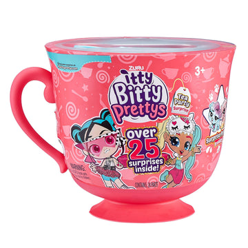 ITTY BITTY PRETTYS Tea Party Surprise Teacup Dolls Playset (Series 1) by ZURU Toys for Girls (Over 25 Surprises) - Kitten and Princess, Pink Large Tea