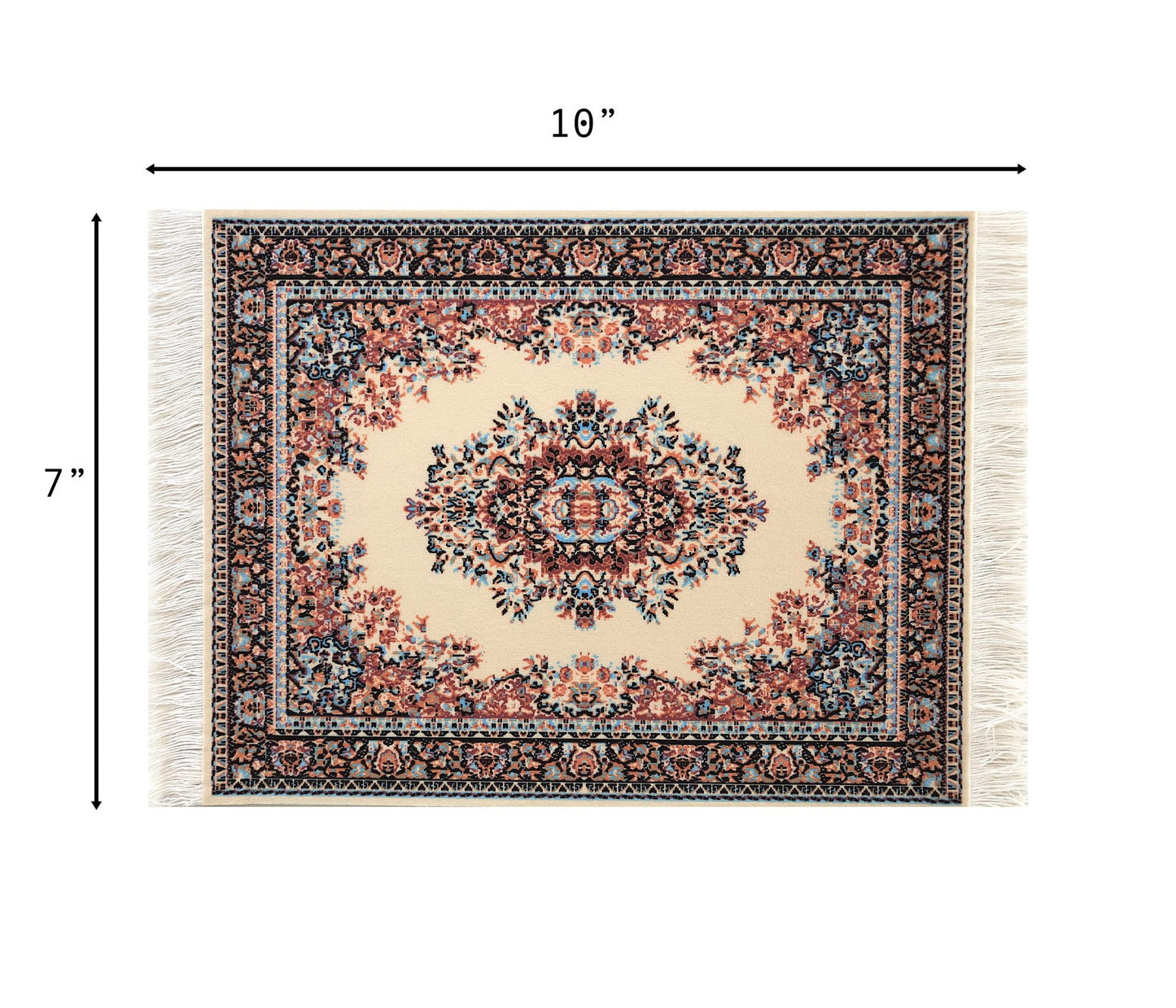 Set of 2 Dollhouse Area Rugs - Miniature Carpet Accessories for Doll Houses, 10 x 7 Inch Rectangular Floor Décor, Oriental Style