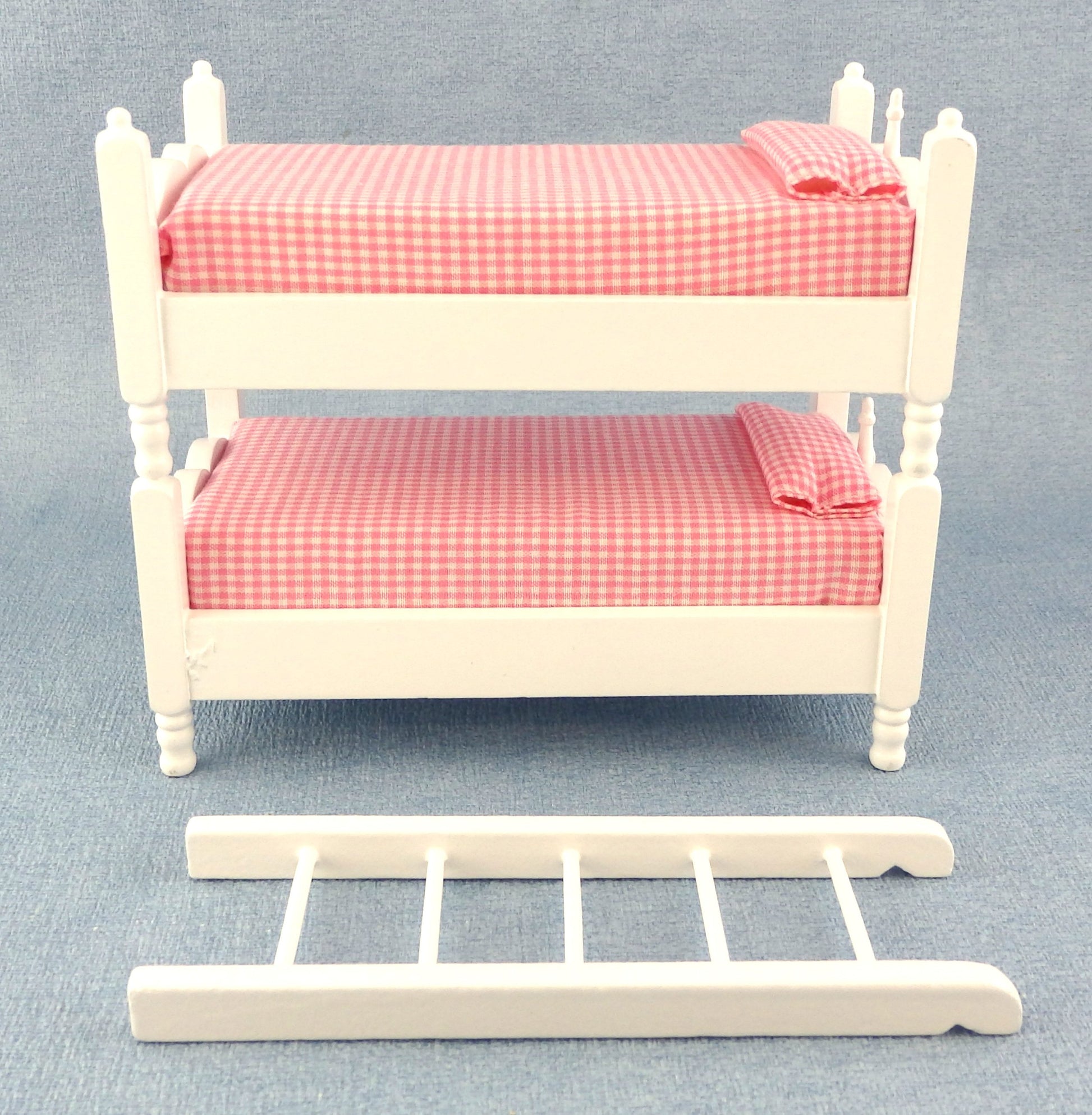 Dollhouse Miniature 1:12 Scale White and Pink Bunkbeds with Ladder #T5413