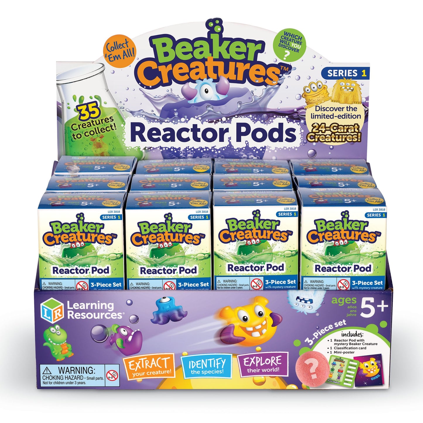 Learning Resources Beaker Creatures 24-Pack Reactor Pods, Series 1